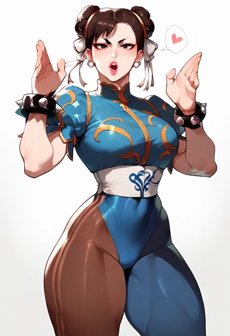 chun-li desnuda, dynamic pose, blowing kiss