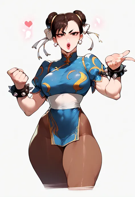 chun-li desnuda, dynamic pose, blowing kiss