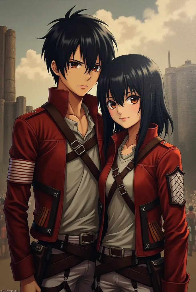 Eren yeager and mikasa acerman oil painting 