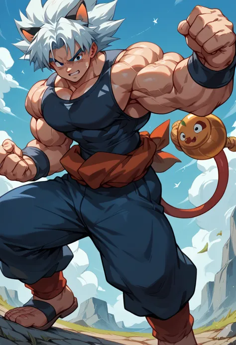 highest quality,based on anatomy,huge muscles,goku and kogenta mix,devil's body,