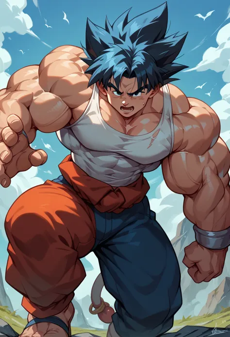 highest quality,based on anatomy,huge muscles,goku and kogenta mix,devil's body,