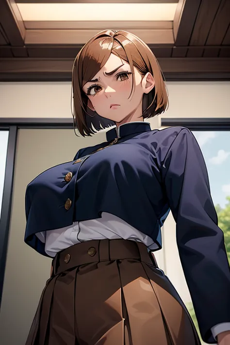 highest quality、masterpiece、are standing、view from the front、big boobs、huge breasts、super breasts、big tits、a uniform that rises ...