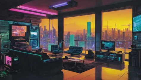 sime, apartment, cyber punk