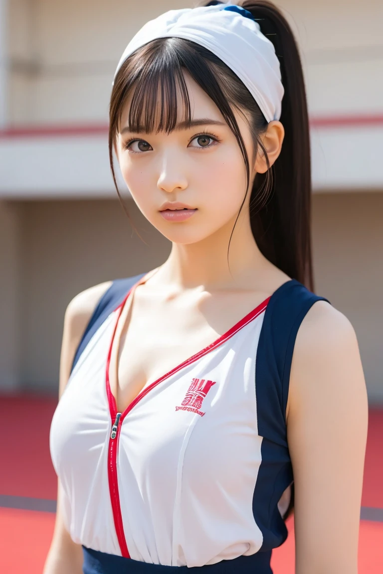 (8k, RAW Photos,Highest quality, High resolution:1.1), (Ultra-realistic:1.4),(Realistic, Realistic:1.3),The Beauty of Japan、Rhythmic gymnastics club、Rhythmic Gymnastics Uniform、((Upper Body:1.3))