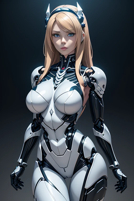 anime - style image of a woman with skeletal body and helmet, Unreal engine rendering + a goddess, Biomechanical Oppai, highly detailed cybernetic body, white biomechanical details, gynoid cyborg body, 8k 3D rendering character art, body detailed, intricate mechanical body, cybernetic and highly detailed