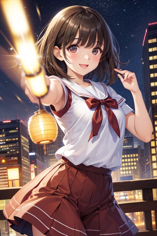 anegasaki nene、Shiny brown hair, short hair, (Beautiful brown eyes、Sparkling eyes, Fine grain)、smile、Ultra-detailed eyes、Highly detailed face, Highly detailed eyes,Cowboy Shot、



(masterpiece, Highest quality:1.1), (Popart Style),Flat Color,(two),Cute Face,Tween,Have a nice trip,(Tokyo Tower at night)，Japan, Beautiful detailed scenery, Beautiful lighting,very happy,Dynamic pose,Portrait Photography, sharp,An illustration：unreadable,