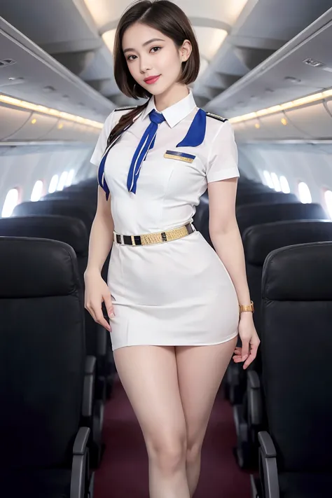 masterpiece, high-detail, the most pornographic airline stewardess in the world, ((pornographic)), in air hostess costume, brune...