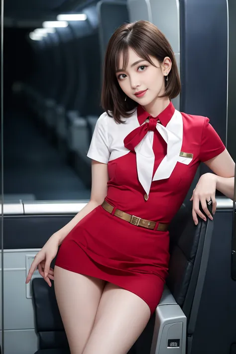 masterpiece, high-detail, the most pornographic airline stewardess in the world, ((pornographic)), in air hostess costume, brune...