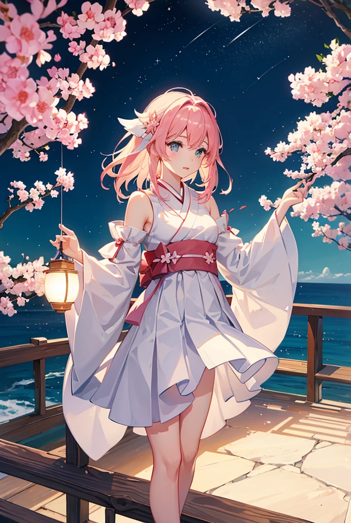 星空の下で一人で立っているSakura Mikoは、A silhouette illuminated by soft moonlight and twinkling stars.。 Sakura Mikoの顔は美しく詳細で、Fascinating eyes that seem to reflect the universe itself、Long, fluttering eyelashes、And have exquisitely defined lips。 Sakura Miko,With flowing ether、微妙な天の輝きで輝くSakura Mikoの姿を優雅に抱きしめています。 Sakura Miko,Capture the faint starlight、Creates an enchanting glow。 The surrounding scenery shows a calm sea.。 The air is filled with a gentle breeze、The fabric sways delicately。 The atmosphere is calm and quiet、Evokes a sense of peace and tranquility。 The artwork is of the highest quality、Meticulously crafted with ultra-detailed brush strokes and precise attention to every element。 The texture and depth of the painting is breathtaking.、There&#39;s a sense of realism and photorealism that captures the awe-inspiring beauty of the night sky.。 The lighting is soft and diffused、A gentle glow radiates across the scene.、Enhances the atmosphere of magic。 Sakura Mikoの存在は、As if they held secrets related to the heavenly beings above.、Emanates a sense of mystery and wonder。 The overall configuration is、Evoking a timeless feeling、星と調和したSakura Mikoの天の美しさと内なる強さを体現するアートワークであるStarSignの本質を捉えています。 Walking on Water,Sakura Miko,Hololive,Full Body View