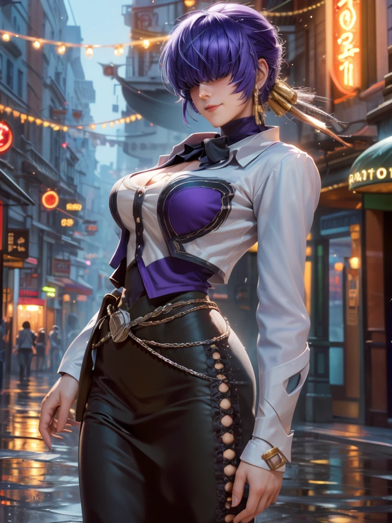 (at night), alone, in a video game scene, a background of a beautiful city during the day raining, standing at attention, purple hair, wearing a beautiful black Mexican female mariachi costume with gold details ((purple hair)), 1 girl, alone, 20 years old, woman young, perfect, beautiful hands with perfect fingers, beautiful long legs, perfect legs, beautiful body, beautiful nose, beautiful character design, perfect face, look at the viewer (focusing on the entire character) , closed mouth, Light_Smile, official art, extremely detailed 8k CG wallpaper unit, perfect lighting, bright and colorful front lighting, glowing skin (masterpiece: 1.0), (best quality: 1.0), ultra high resolution, 4K , ultra detailed photography, 8K, HDR, high resolution, nonsense: 1.2, Kodak portra 400, film grain, blurred background, bokeh: 1.2, lens flare, (vibrant_color: 1.2), professional photography, (beautiful_face: 1.5), (narrow waist), Masterpiece, Best quality, Depth of field,
