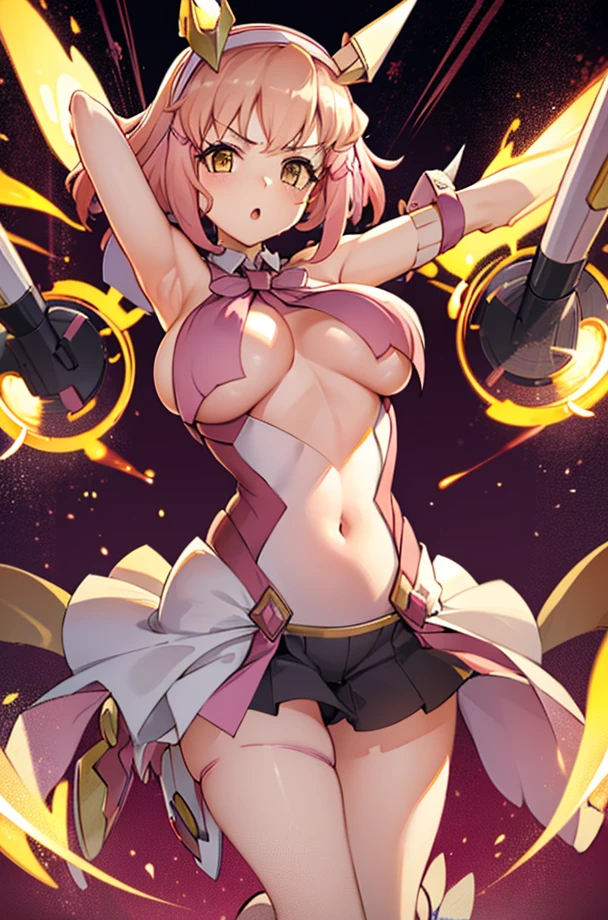 chieru, headgear, 1gigantic boob girl, magical girl transformation, chieru_gungnir, pink symphogear, symphogear costume,