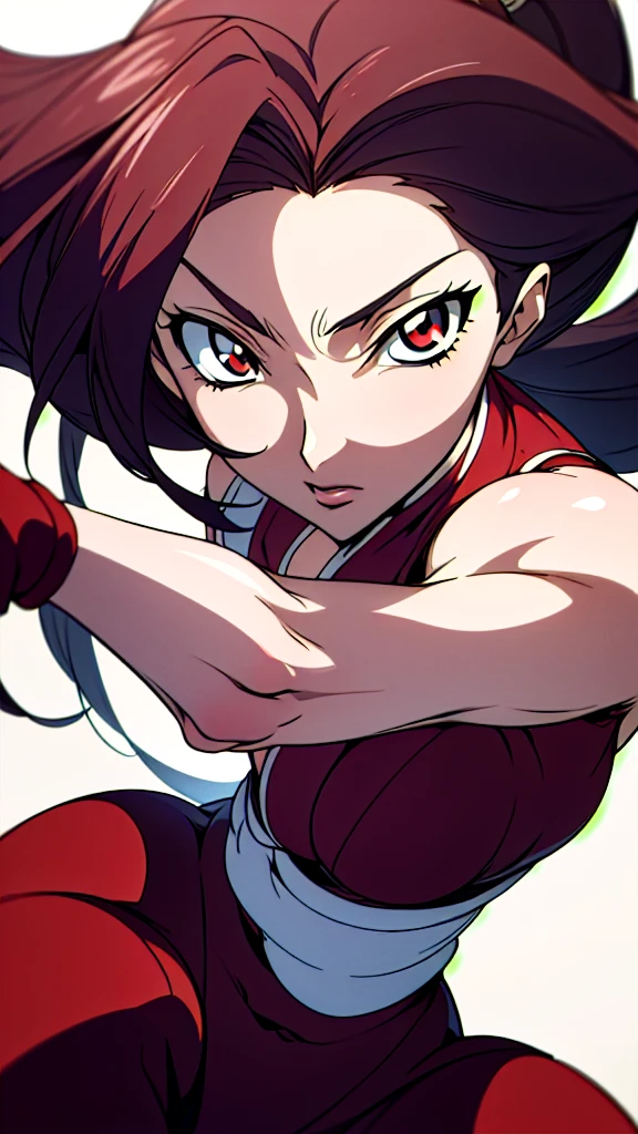 ((Mai Shiranui:1.3)),upper body,Everlasting, shut up, Looking at the audience,Slim and sexy figure, the bestquality, (8k), (4K),(masterpiece), (the bestquality), Extremely detailed, Game CG, Ultra Detailed, illustration, Beautiful Body,Beautiful nose,fair character design, Perfect Eye, Perfect Face , 1 girl, 30 years,Fair Finger,Fair body, Fair Nose,Fair character design, perfect Eye, perfect Face,expressive Eye,Perfect balance, Looking at the audience,(Focus on her Face),(Light_Smile:0.3), official art,Extremely detailed CG Unity 8K wallpaper, Perfect lighting,rich and colourful, bright_front_Face_Lighting,White skin, (masterpiece:1.0),(the best_quality:1.0), Ultra-high resolution,4K,Ultra Detailed, photography, 8k, HDR, high resolution, absurdists:1.2, Kodak Portrait 400, Film Grain, Blurred background, bokeh:1.2, (Full of energy_colour:1.2),Professional photographer, (Fair,Big goals_Chest:1.4), (Fair_Face:1.5),(narrow_waist), red underwear,red lace, Ride Good, red underwear, Red lingerie