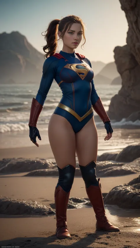 (the best quality),(masterpiece),(ultra detailed),(4k-resolution),(extremely detailed) supergirl in bikini, sexy mini costume, n...