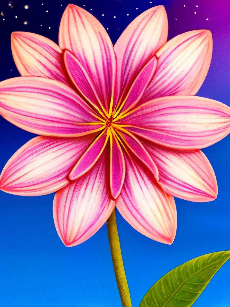 **Vibrant Twilight Bloom: A luminescent flower unfurls its vivid petals in the surreal twilight, casting a mesmerizing glow against the backdrop of a serene, dreamlike landscape.**