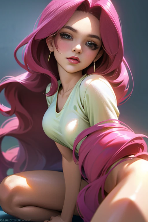 a  girl with long magenta hair,extremely detailed eyes and face,detailed breasts,beautiful detailed lips,longeyelashes,wearing a white shirt,(best quality,4k,8k,highres,masterpiece:1.2),ultra-detailed,(realistic,photorealistic,photo-realistic:1.37),HDR,UHD,vivid colors,studio lighting,extremely detailed,portrait