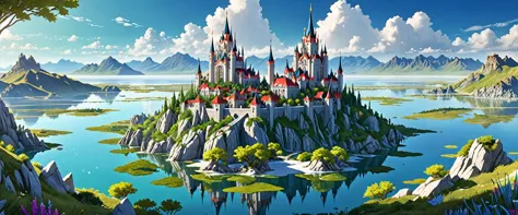 a magical fairy tale city built on three high rocky karst island. in the middle of the great salt lake. official art – an award-...