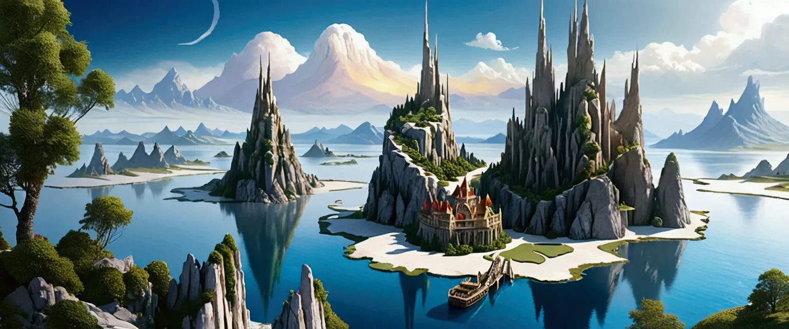 a magical fairy tale city built on three high rocky karst island. in the middle of the great salt lake. official art – an award-...