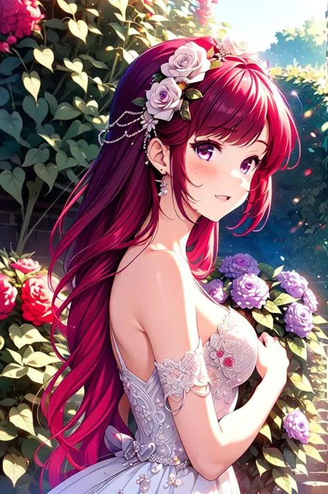 asamikei, (masterpiece, highest quality, beautifully、aesthetic:1.3), 1girl,alone, a light smile, (silvery red purple hair with r...