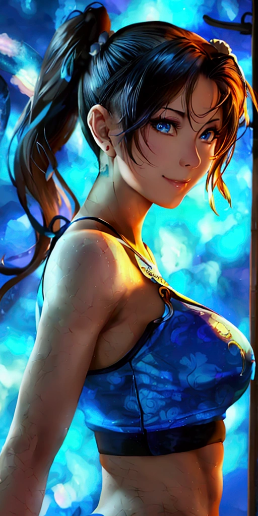 ((Chun-Li,ponytail,blue Leggings:1.3)),upper body, Looking at the audience,Slim and sexy figure, the best quality, (8k), (4K),(masterpiece), (the best quality), Extremely detailed, Game CG, Ultra Detailed, illustration, Beautiful Body,Beautiful nose, Perfect Eye, Perfect Face , 1 girl, 30 years,Fair Finger,Fair body, Fair Nose,Fair character design, perfect Eye, perfect Face,expressive Eye,Perfect balance,(Focus on her Face),(Smile:0.3), official art,Extremely detailed CG Unity 8K wallpaper, rich and colourful, (masterpiece:1.0),(the best_quality:1.0), Ultra-high resolution,4K,Ultra Detailed, photography, 8k, HDR, high resolution, (Fair,Big goals_Chest:1.4), (blue china dress,smile,pretty face,Clear image:1.3),((((Surround yourself with a blue flame-like aura,The background is Chinatown,Outdoor:1.3))))