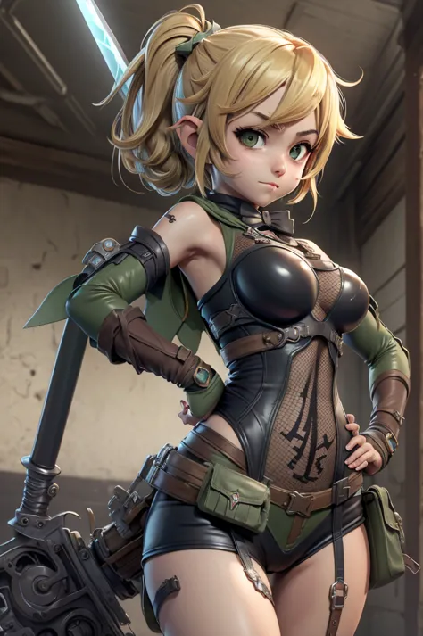 sprite tank, estilo metal slug,sexy,big breast,sinon sword art online, leafa sword art online, corpo inteiro, ninfeta, a-pose