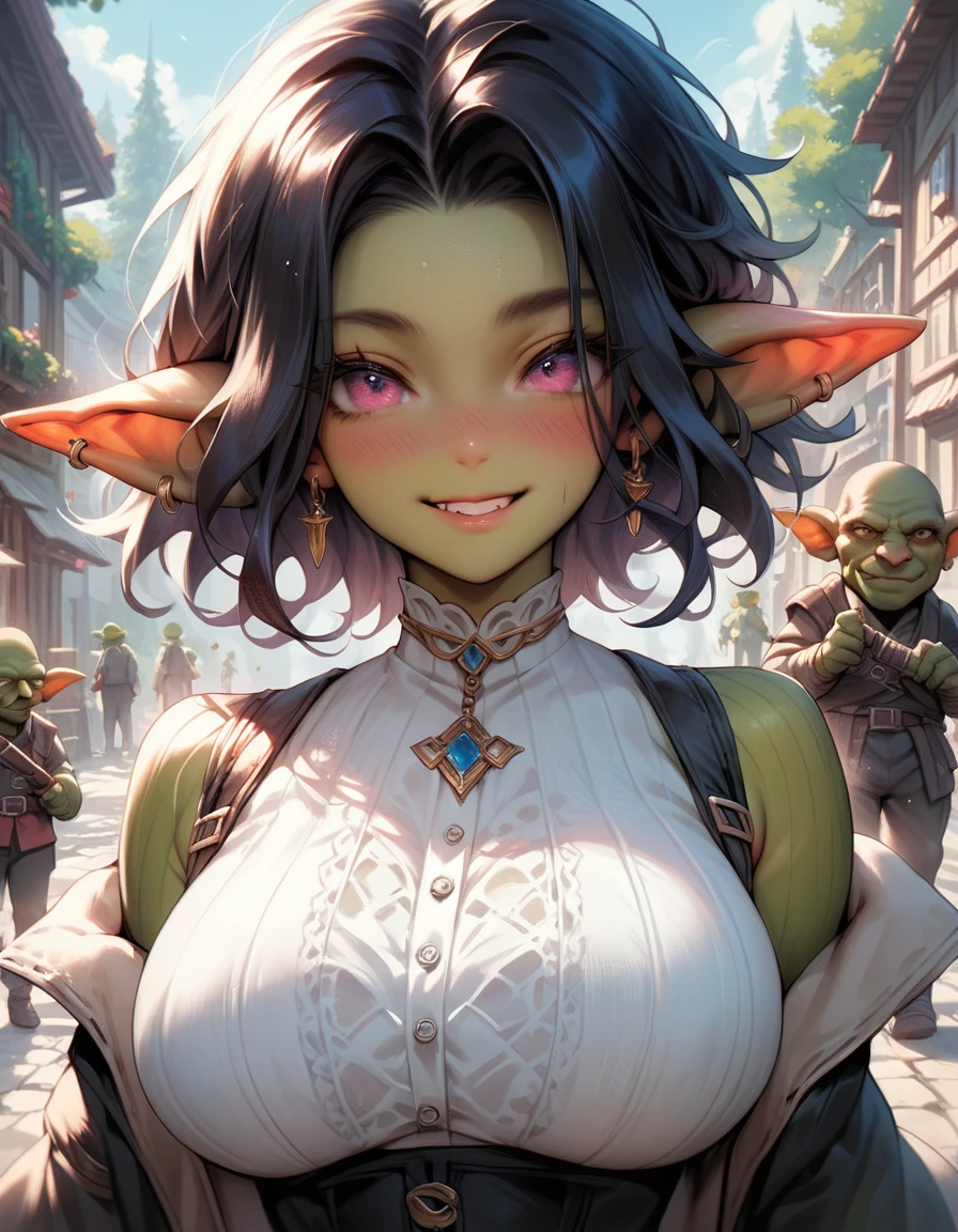 ,ruanyi0951,goblin,score_9, score_8_up, score_7_up, score_6_up, score_9, score_8_up, score_7_up, score_6_up source_anime, blush, 1girl, seduce smile, perfect body , natural huge breasts
