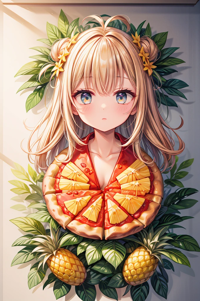 (8k, super high quality, Ultra-high resolution, masterpiece), Pineapple-based pizza