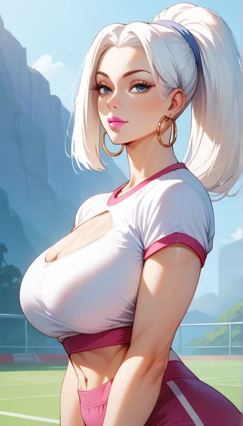 score_9, score_8_up, score_7_up, score_6_up, score_5_up, score_4_up, mei mei  blue eyes, white hair , big hoops earrings ,pink l...