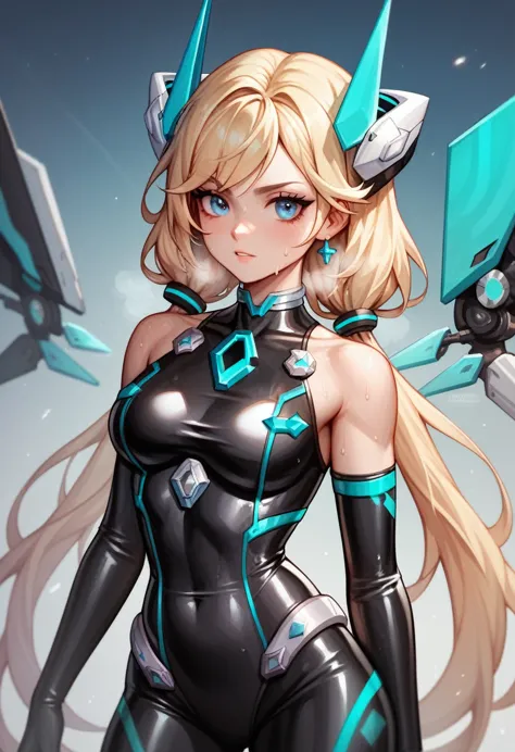 (masterpiece, highest quality, ultra-high resolution), 1girl, expelled from paradise, angelabalzac, blonde hair, blue eyes, deva...