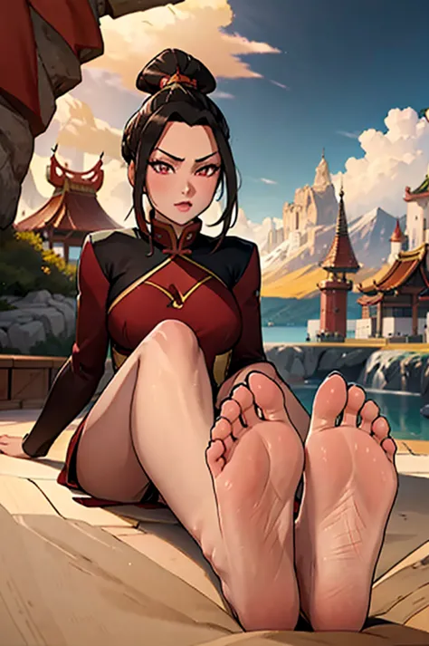 high quality, 4k quality, azula, cute sexy girl with black hair, nude, erotic, sexy, foot, foot focus, foot fetish, show foot, g...