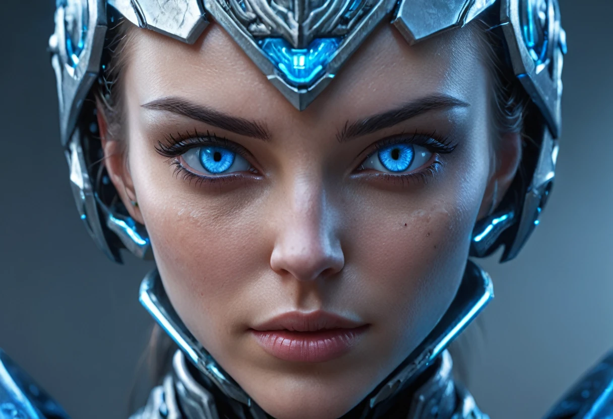 FACE WOMAN powerful armor, sharp look,
Frost, Calls, perfect details, (Best Quality, 4k,
High resolution, masterpiece:1.2), ultra detailed,
realist:
1.37, HDR, studio lighting, vivid colors, (cyberpunk,
Futuristic) style, lcy Blue Color Scheme, dynamic
lighting. MOD ULTRA FACE 8k laser eyes