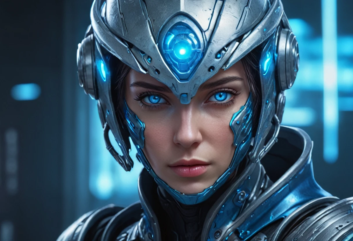 FACE WOMAN powerful armor, sharp look,
Frost, Calls, perfect details, (Best Quality, 4k,
High resolution, masterpiece:1.2), ultra detailed,
realist:
1.37, HDR, studio lighting, vivid colors, (cyberpunk,
Futuristic) style, lcy Blue Color Scheme, dynamic
lighting. MOD ULTRA FACE 8k laser eyes