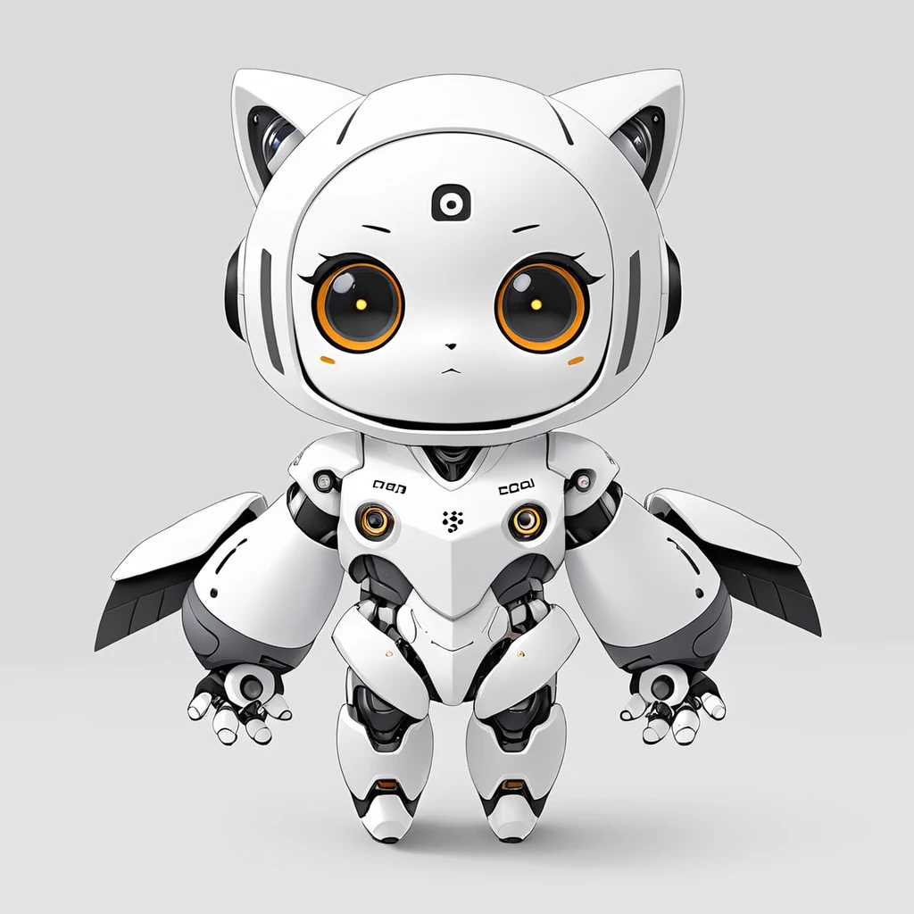 cute robot , amon with white gray  color  palette 
