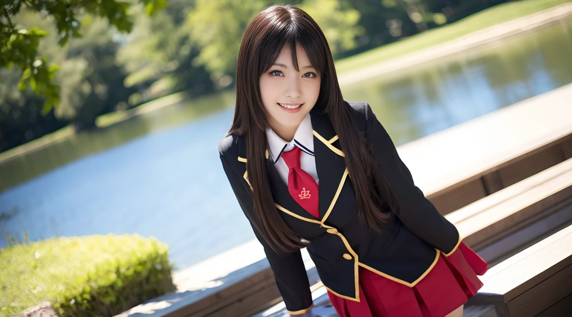 (Best picture quality),((One woman)),(Japanese woman standing by a lake with a smile):1.8,(She spreads her thighs wide and strikes an obscene pose):2.5,(school_uniform:1.5),open_stance,((big breasts)):1.2,cleavage,(Full Body Photo):1.9,8k,RAW Photo,Top Quality,Masterpiece,realistic,Photorealism:1.37,Erotic,Sexy,highres,Physics-based Rendering,cinematographic lighting,raw photo,realistic photo,(sharp focus):1.2,(Full Length Image):1.9,(Full Length View):1.9,(Beautiful Woman in perfect style):1.3,(Beautiful Legs):1.3,One Person,Slender:1.2,(Very long flowing dark hair):1.6,(Smiling slightly):1.4,(Very detailed face and skin texture):1.2,(Long dark hair):1.7,Light on face,(Front view):1.4,(full body portrait):1.8,bobby_socks,bedroom,