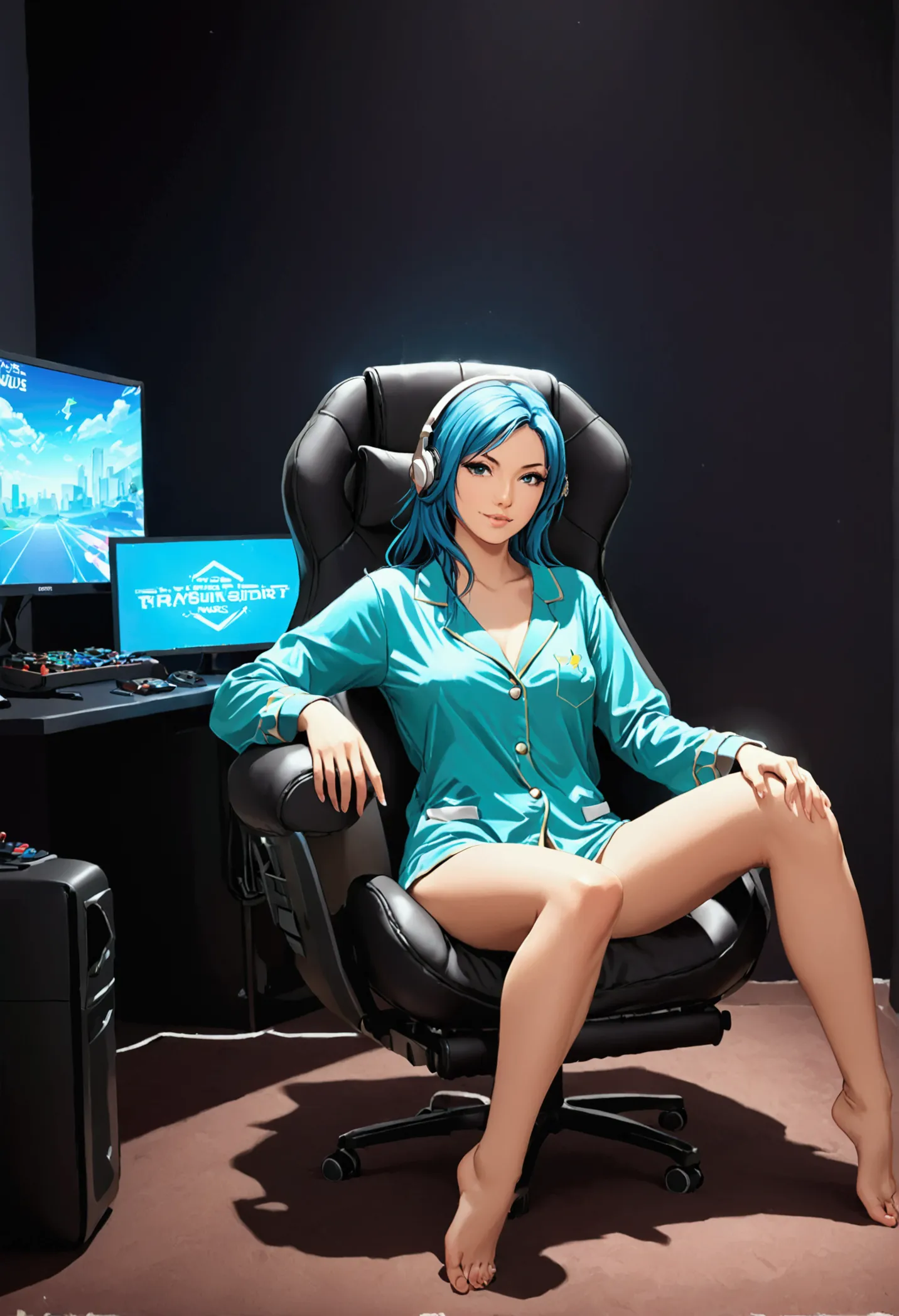 in sexy pajamas , sitting in the gaming chair, if you want to know more about pcb design or how to make pcb design, please conta...