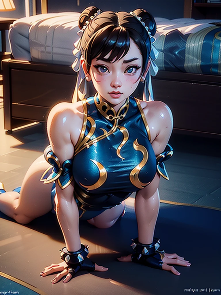 a beautiful young mongolian girl,,extremely detailed face and eyes,leotard,on all fours,ah ah ah,dynamic sex positions,chun li outfit,highly detailed,3d render,hyperrealistic,octane render,8k,cinematic lighting,photorealistic