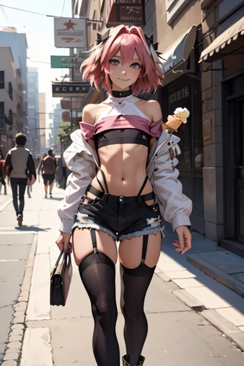 masterpiece、highest quality、astolfo, beautiful and slim perfect body, rasgos muy females, cuerpo female sexy muy delgado, flat c...