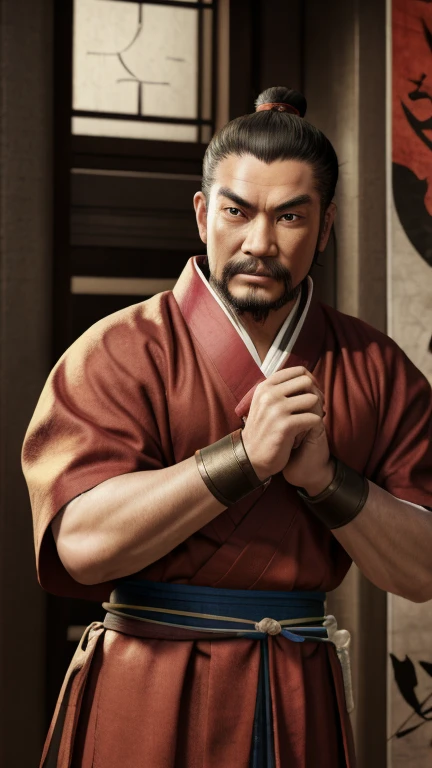 photograph、Oriental、Man in simple ancient Chinese costume、Highest quality、masterpiece、Ultra-high resolution、(Realistic:1.4)、Game Poster、Three Kingdoms、