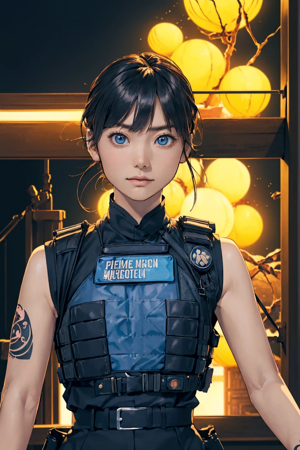 ((masterpiece, Highest quality, High resolution, Realistic, born, 8k wallpaper)),(One Girl), ((desertの戦闘服, Have a weapon, Tactical Goggles, Bulletproof vest, Fully clothed:1.4)), ((Small breasts, small chest with rounded shape,:1.3)), ((Accentuated breasts, Large pelvis, Wide Hips, abdomen, Tight waist, Curvy waist:1.2)), ((slim, 大きな胸とthinウエスト, thin, Skinny belly:1.2)), Modern Hairstyles, Colored striped hair, Hair highlights, ((Proud face)), ((Tattoo:1.1)), Tabletop, Highest quality, Realistic, 超High resolution, Depth of written boundary, (Full dual color neon lighting:1.2), (Detailed face:1.2), (Detailed eyes:1.2), (Detailed Background:1.2), (desert, Action sequence, Cinema Lighting, desertの嵐:1.2) (Tabletop:1.2), (Ultra-detailed), (Highest quality), Complex, Overall Movie, Magical Pictures, (Gradation), colorful, Detailed landscape, Visual Key, Glowing Skin,