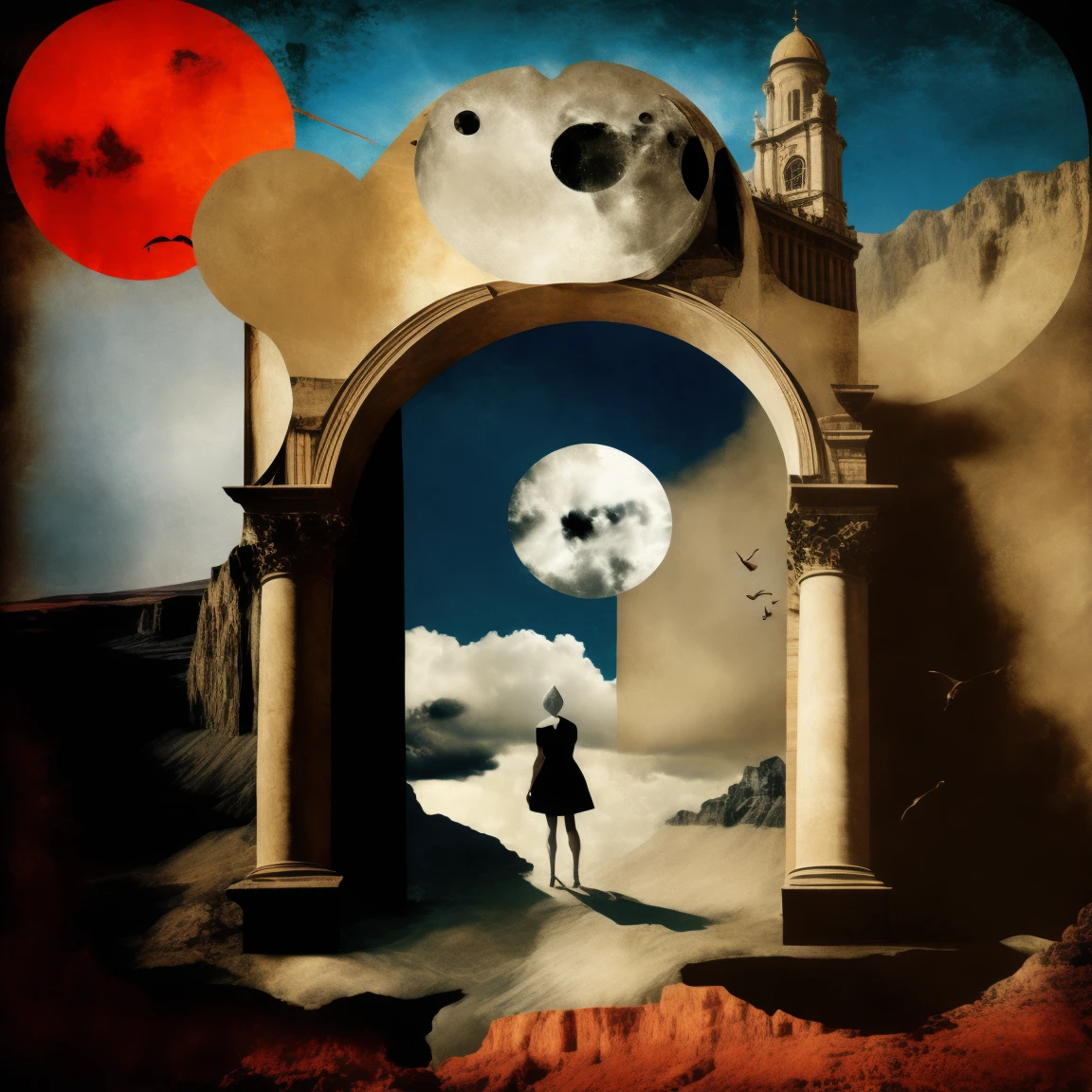 masterpiece, Surreal collage, Collage the portals of forgotten times and spaces