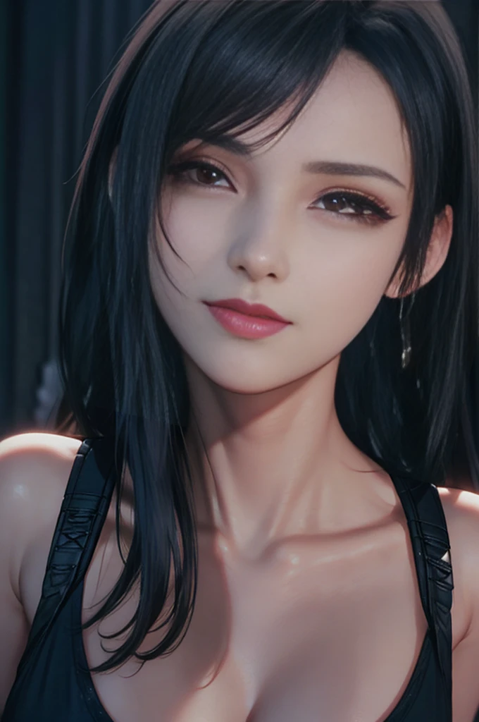 (Tifa from Final Fantasy),(((1 girl))),cinematic lighting,,(Reality:1.3),(high resolution:1.6),masterpiece,(Solitary),(Thin woman:1.2),(eyes),(big eyes),(Cruel beauty:1.3),(Very),(slim body),(Feel the orgasm),(Prepubertal),(Astonishing),(big Breasts),(Suffer:1.5),(Skin:1.3),Glowing Skin、Delicate skin、Shiny Hair、Delicate hair、Standing