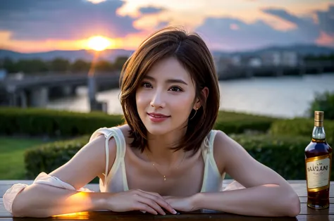 (realistic, 超realistic:1.4), 16k hdr, high resolution,brown short hair,happy smile、the best smile、lovers、model couple、japanese a...