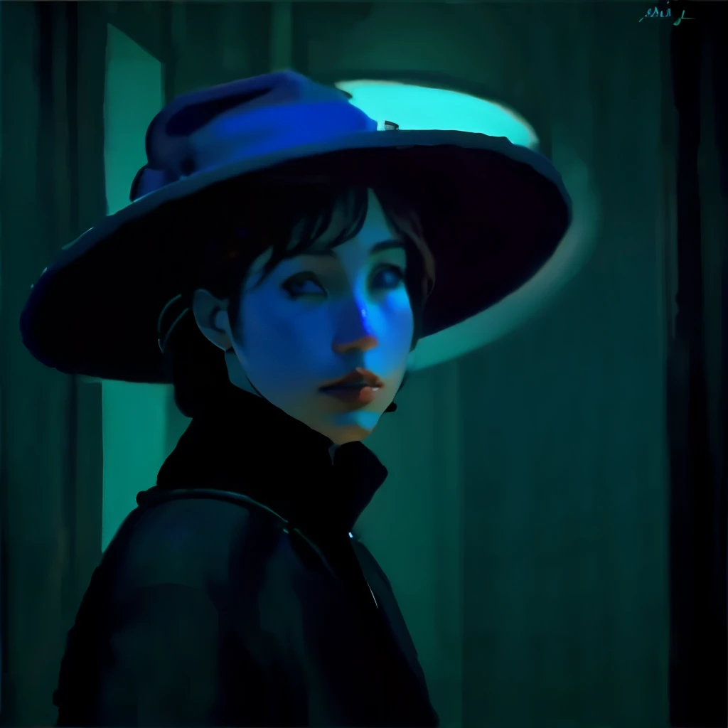 Woman in blue lighting