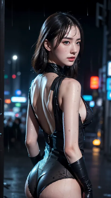 ultra hd、masterpiece、16k、ultra-high resolution、50 year old woman posing for photo wearing bikini catwoman bodysuit,((front、side、...