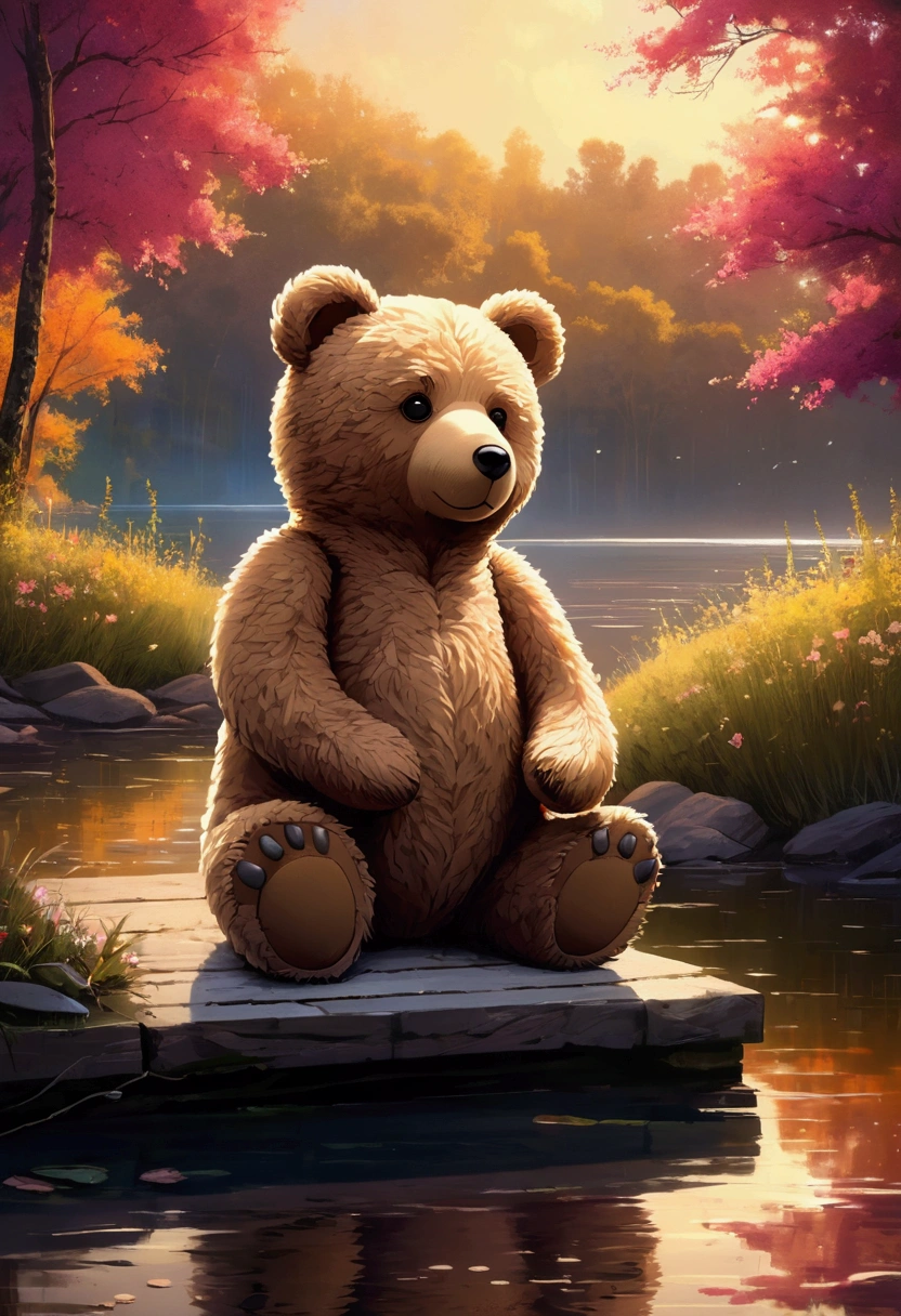 Teddy Bear, outdoor, by dan mumford.
(best quality, masterpiece), very aesthetic, perfect composition, intricate details, ultra-detailed, vivid colors