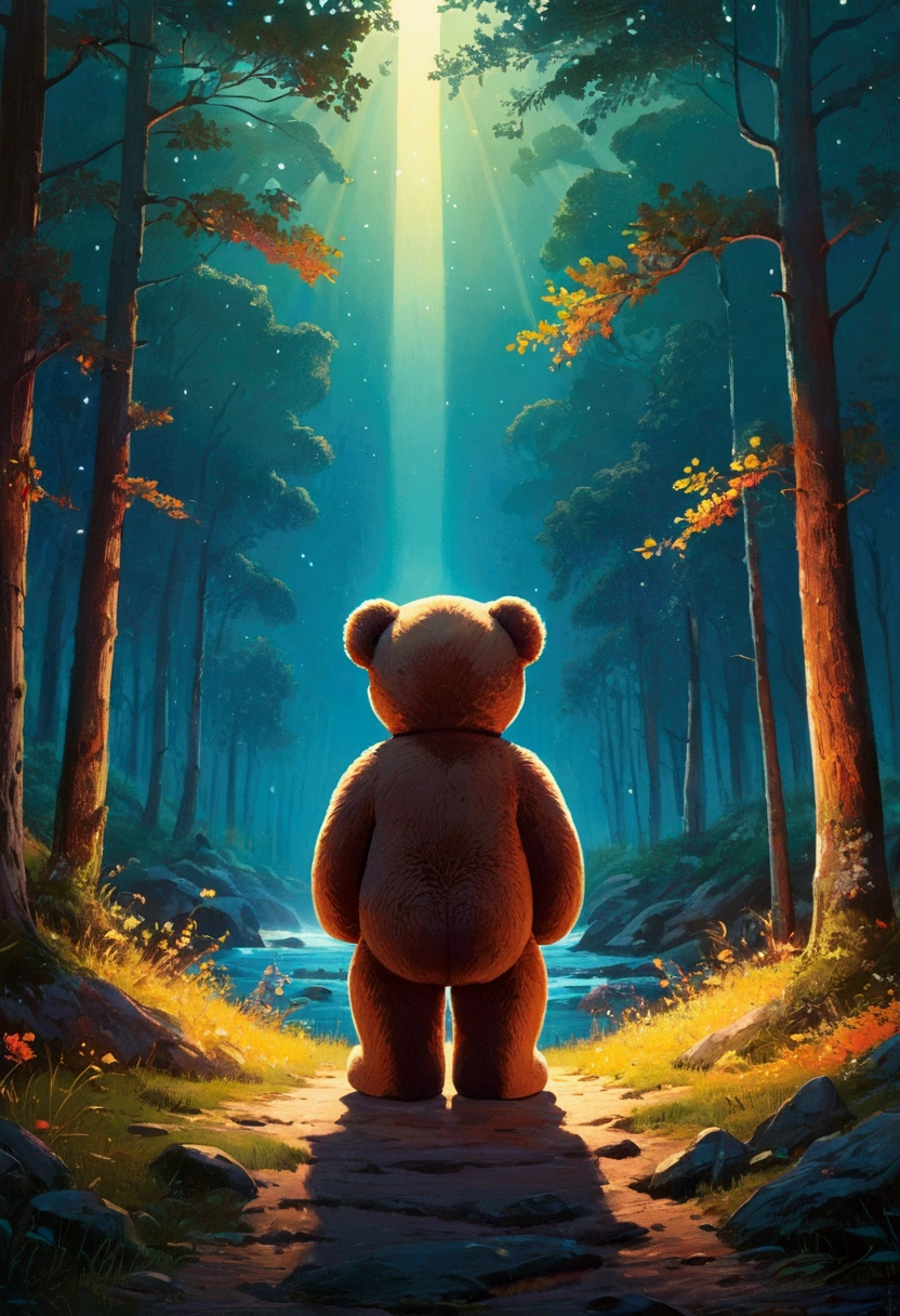 Teddy Bear, outdoor, by dan mumford.
(best quality, masterpiece), very aesthetic, perfect composition, intricate details, ultra-detailed, vivid colors