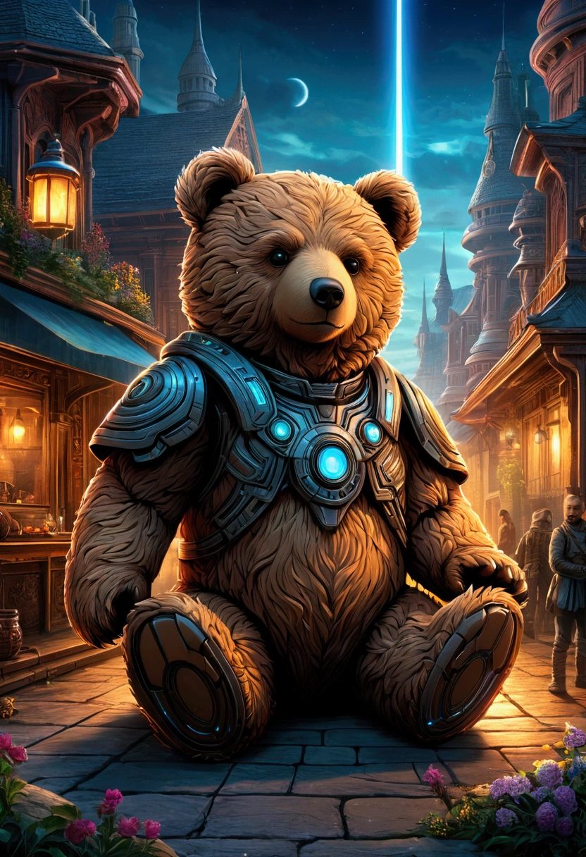 Teddy Bear, outdoor, by dan mumford.
(best quality, masterpiece), very aesthetic, perfect composition, intricate details, ultra-detailed, vivid colors