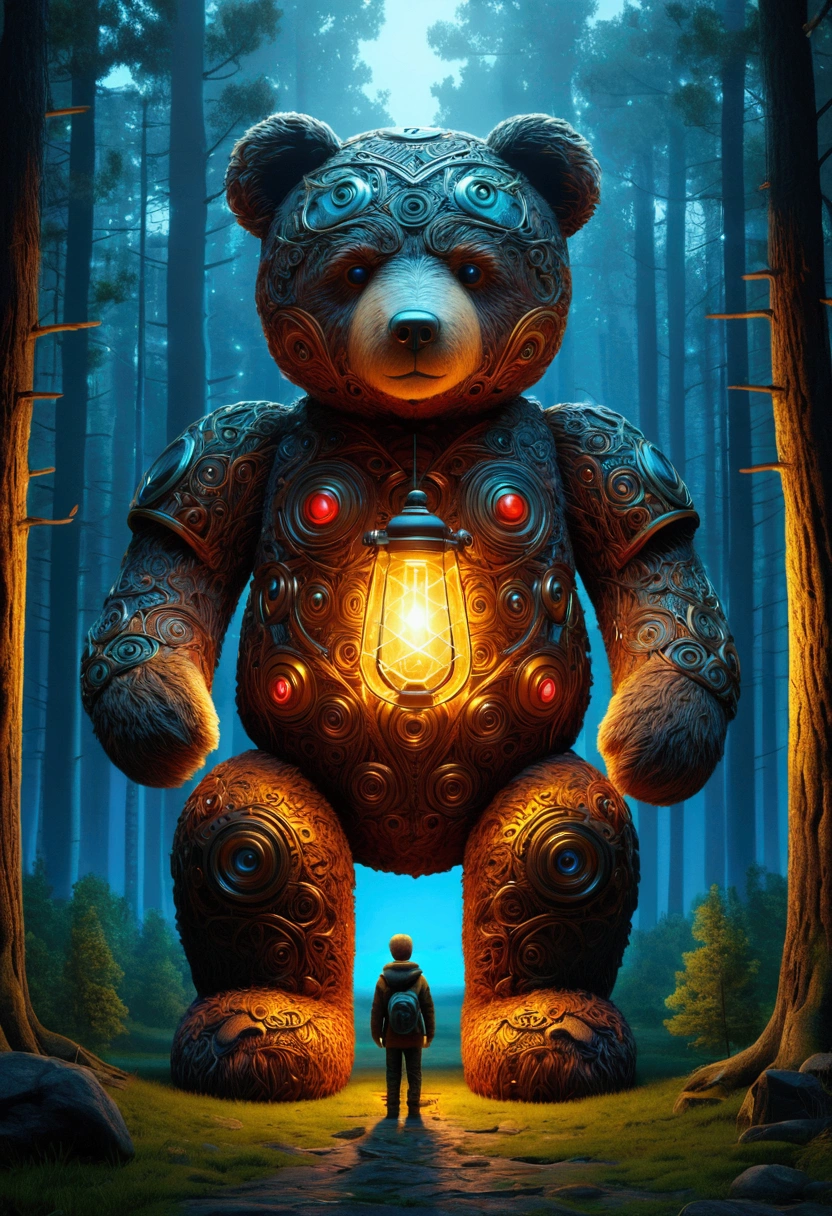 Teddy Bear, outdoor, by dan mumford.
(best quality, masterpiece), very aesthetic, perfect composition, intricate details, ultra-detailed, vivid colors