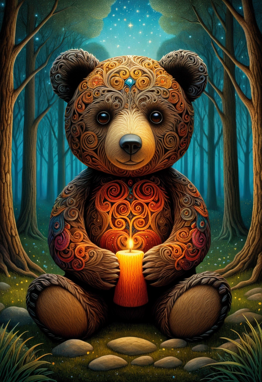 Teddy Bear, outdoor, by dan mumford.
(best quality, masterpiece), very aesthetic, perfect composition, intricate details, ultra-detailed, vivid colors