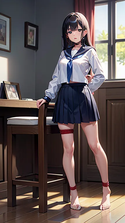 (highly detailed cg unity 8k), (best quality)，(very detailed)，(ultra-high resolution), 1 female, white cloth gag, , sailor suit,...