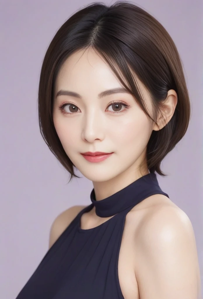 High resolution, Shortcuts, Mature Woman,((Center Parting)),50-year-old women,masterpiece, Highest quality, Ultra high definition, Textured skin, Droopy eyes,Thin lips,black eye,((Mole under left lip, beauty mark)),Thin eyebrows,Thin eyebrows,Japan female in her 60s,Narrow forehead,((Too thin,Too thin eyebrows)),Loose jaw,Low Nose,Deep-set eyelids,Amazing droopy eyes,Slightly droopy thin eyebrows,Small Mouth